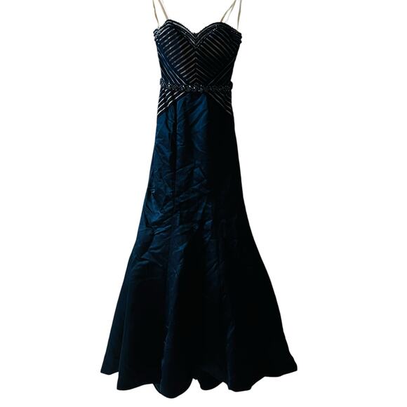 COLORS Formal Navy Blue Detailed Strapless Maxi Dress Size 4 NWT - Picture 2 of 12